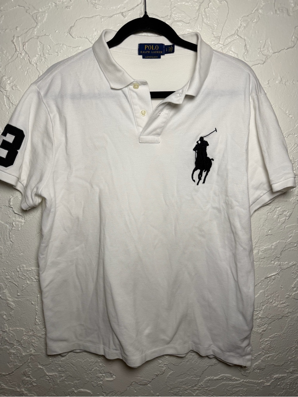 Polo by Ralph Lauren White Short-Sleeve Polo with Navy Pony & Sleeve Number